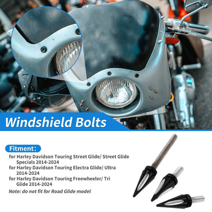 Windshield Bolts for Harley Davidson Touring Electra Glide/Ultra (2014–2024) Black