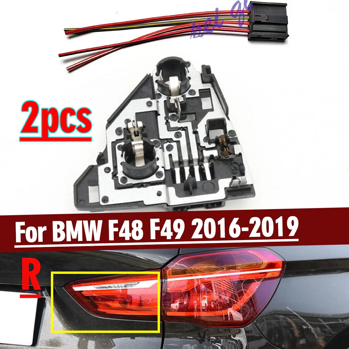 Right Side Tail Light Lamp Rear Panel Bulb Wire Socket for BMW X1 (2016–2019)