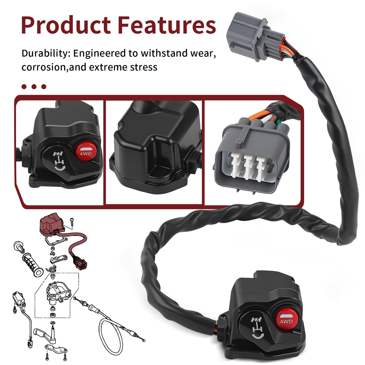 Differential Lock Switch for Honda TRX500/520 Foreman Rubicon (2015–2024)