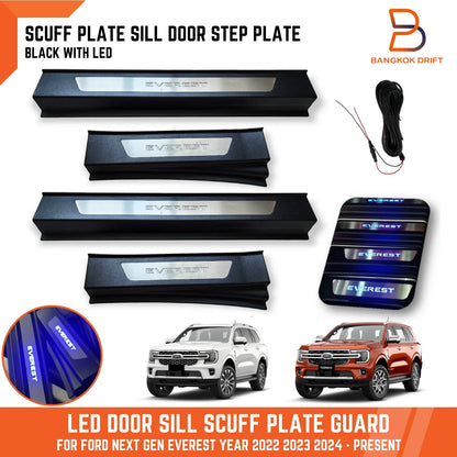 LED Door Sill Scuff Plate Blue Light for Ford Everest (2022-2025)