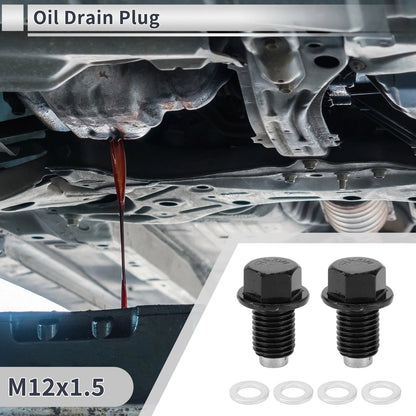 Set of 1 M12x1.5 Engine Oil Drain Plug with Gasket for Car Motorcycle