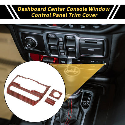 Dashboard Center Console Window Control Panel Cover for Jeep  Carbon Fiber Red