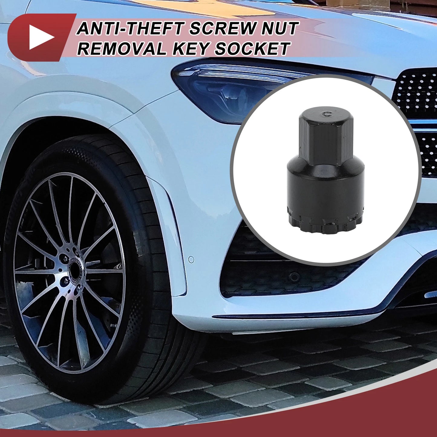 Wheel Lock Lug Nut Type C Anti-theft Key Socket for Mercedes Benz GLE450 GLS350 (2016–2021)