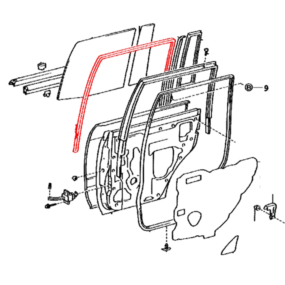 Rear Door Glass Run Channel for Toyota Land Cruiser FZJ80 HDJ81 HZJ81 (1990–2006)