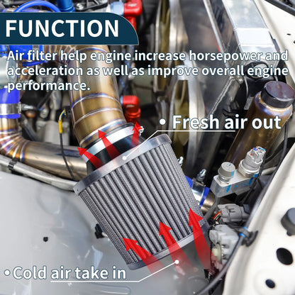Set of 1 Engine Air Filter 76mm High Flow Mushroom Head for Car