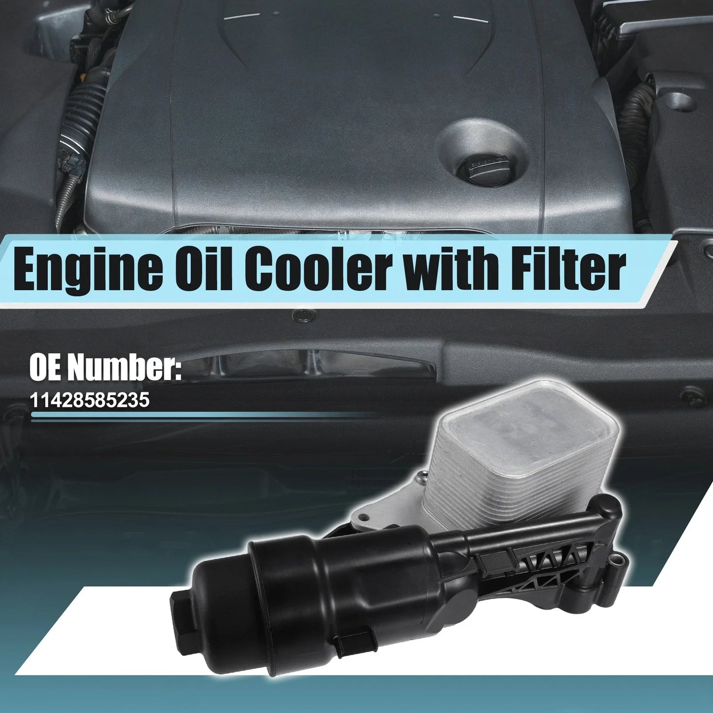 Set Engine Oil Cooler Oil Filter Black for BMW I8 (2014-2020)
