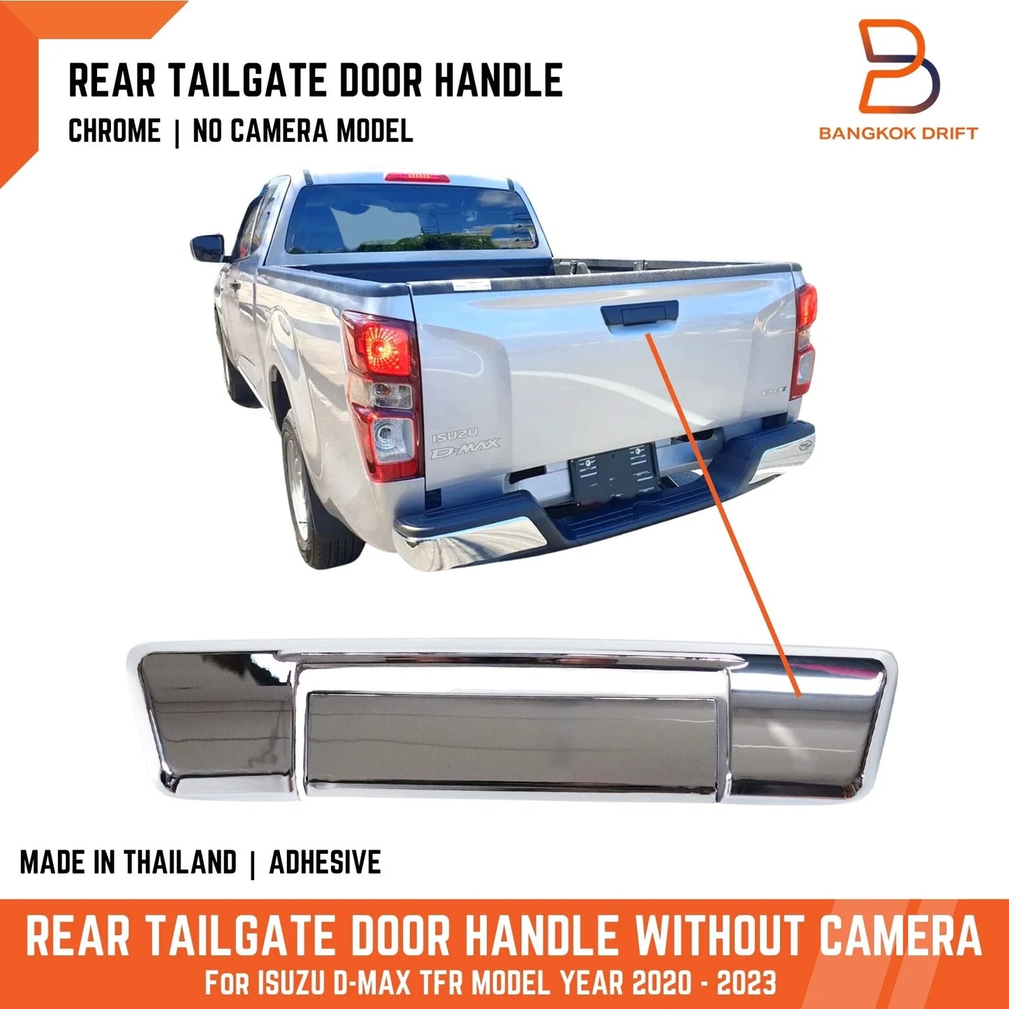Chrome Tailgate Handle Cover Insert for Isuzu D-Max 2020-2023
