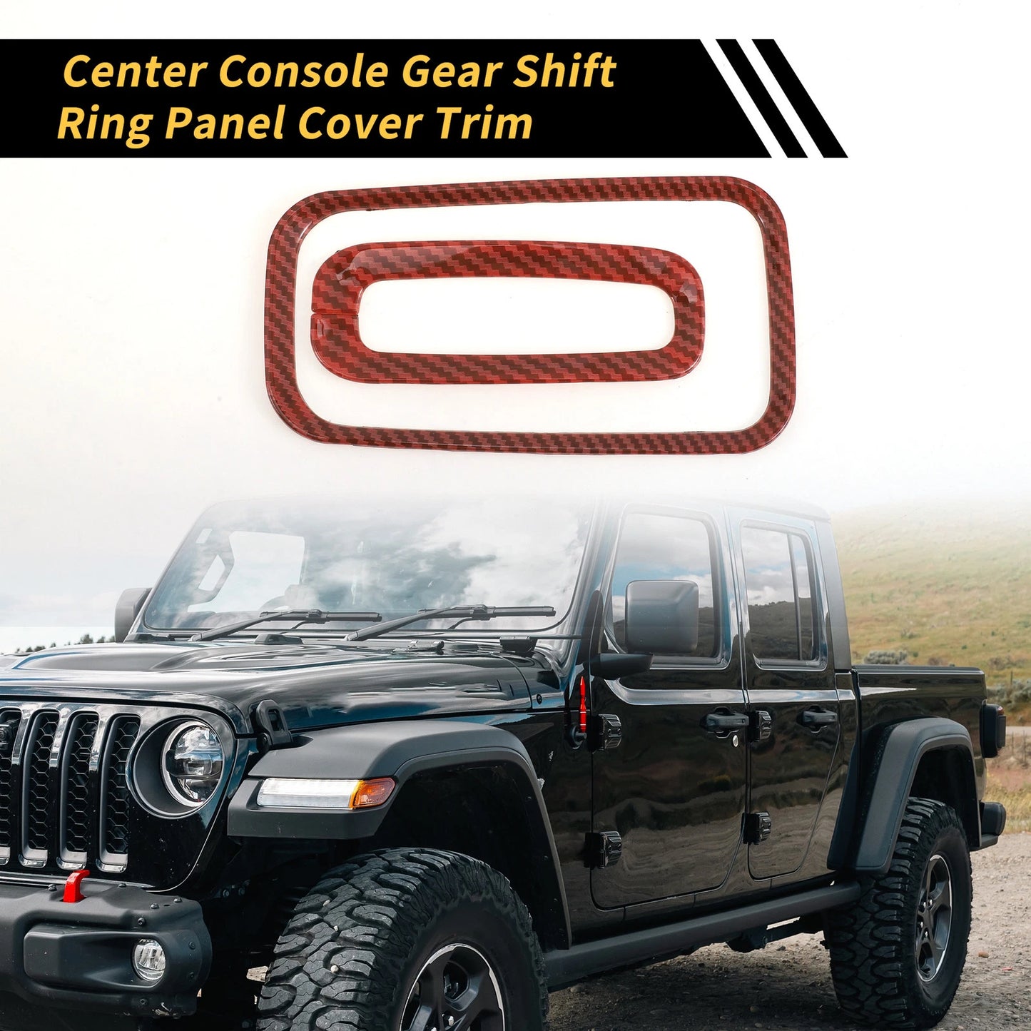Center Console Gear Shift Ring Panel Cover Trim for Jeep Wrangler JK (2007–2018) - Red