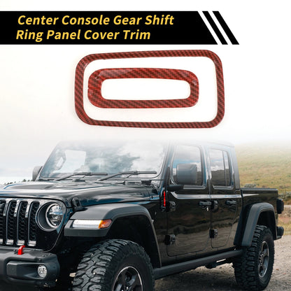 Center Console Gear Shift Ring Panel Cover Trim for Jeep Wrangler JK (2007–2018) - Red