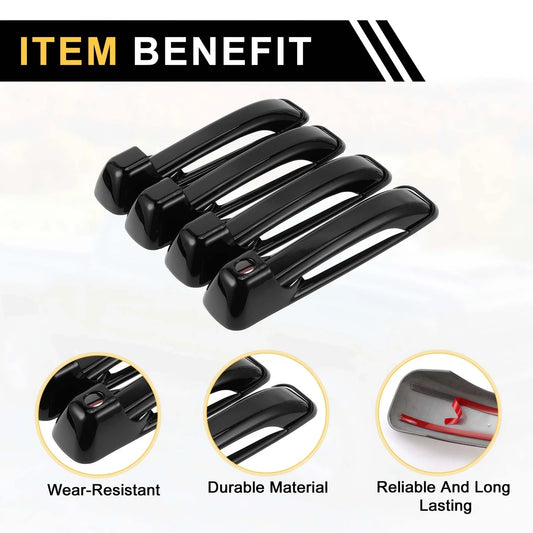 4pcs Exterior Door Handle Covers for Dodge Ram 1500 (2009-2018) ABS Black