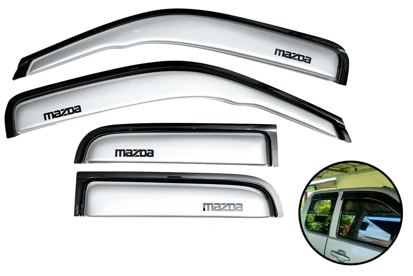 Silver Visor Shield Deflector Weather Guard for Mazda BT-50 (2006-2011)