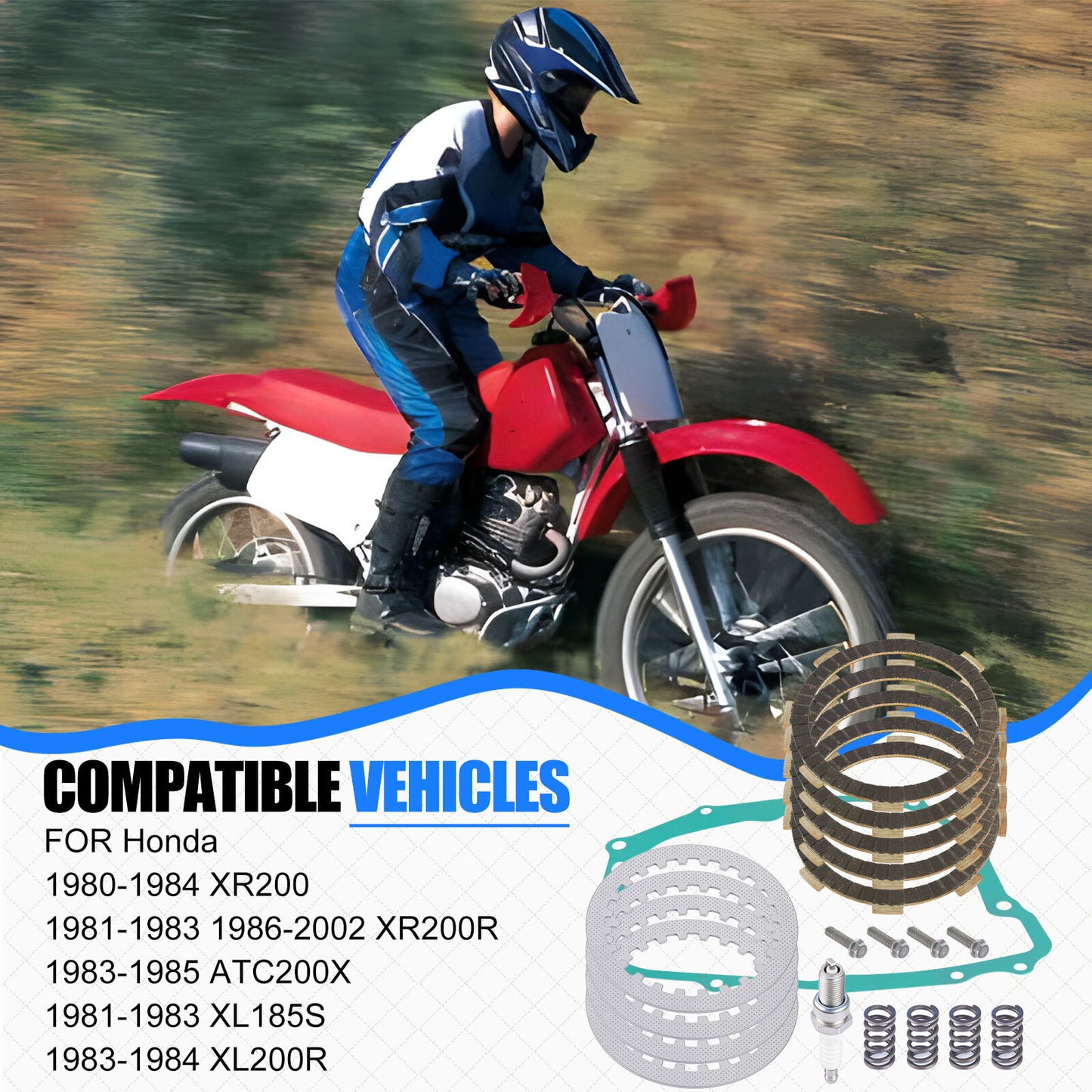 Clutch Kit for Honda XR200 XR200R ATC200X XL185S XL200R (1980–2000)