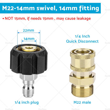 1 Pair M22-14 Adapter 1/4" Quick Connect Coupler for Pressure Washer