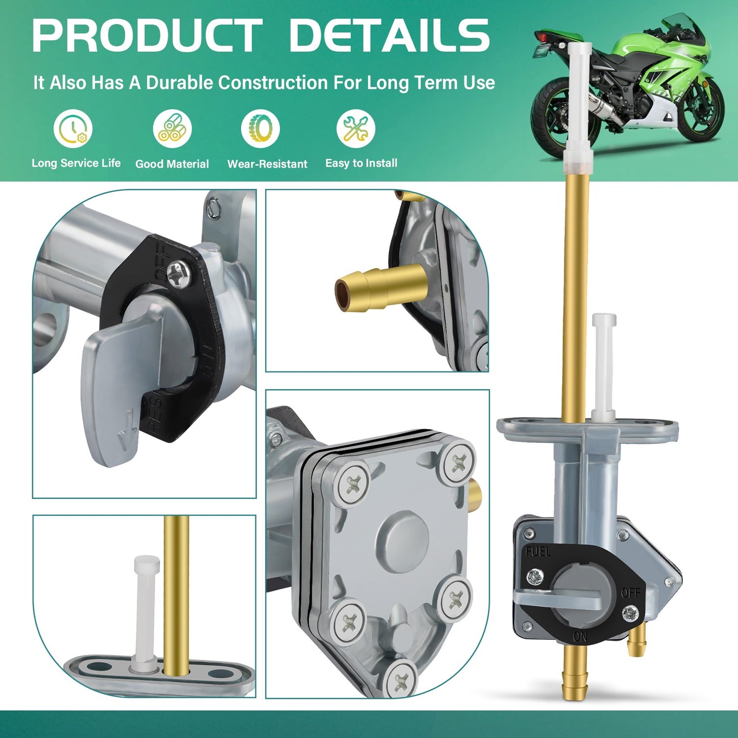 Fuel Tap Gas Valve for Kawasaki Ninja 250R EX250 (1988–2007)