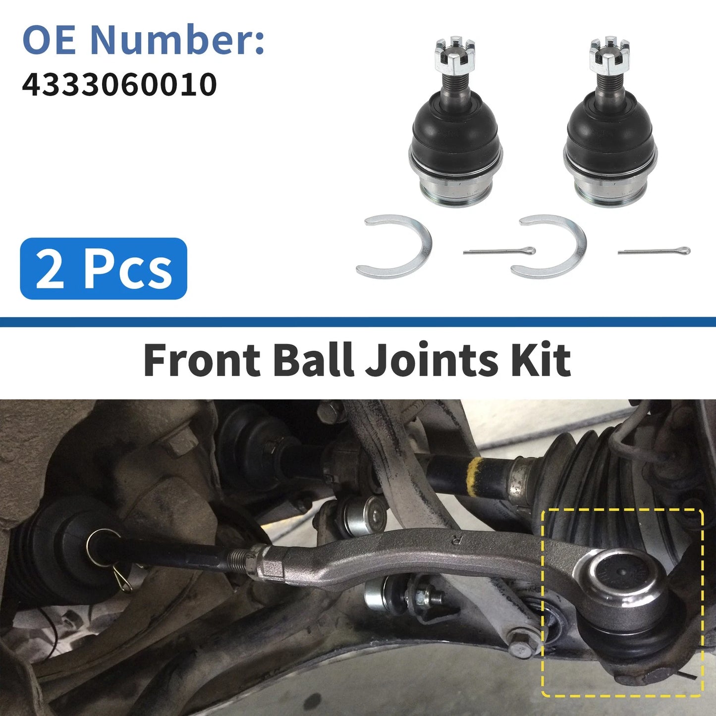 2X Front Lower Ball Joints for Toyota Land Cruiser Prado (2002–2010) No. 43330-60010