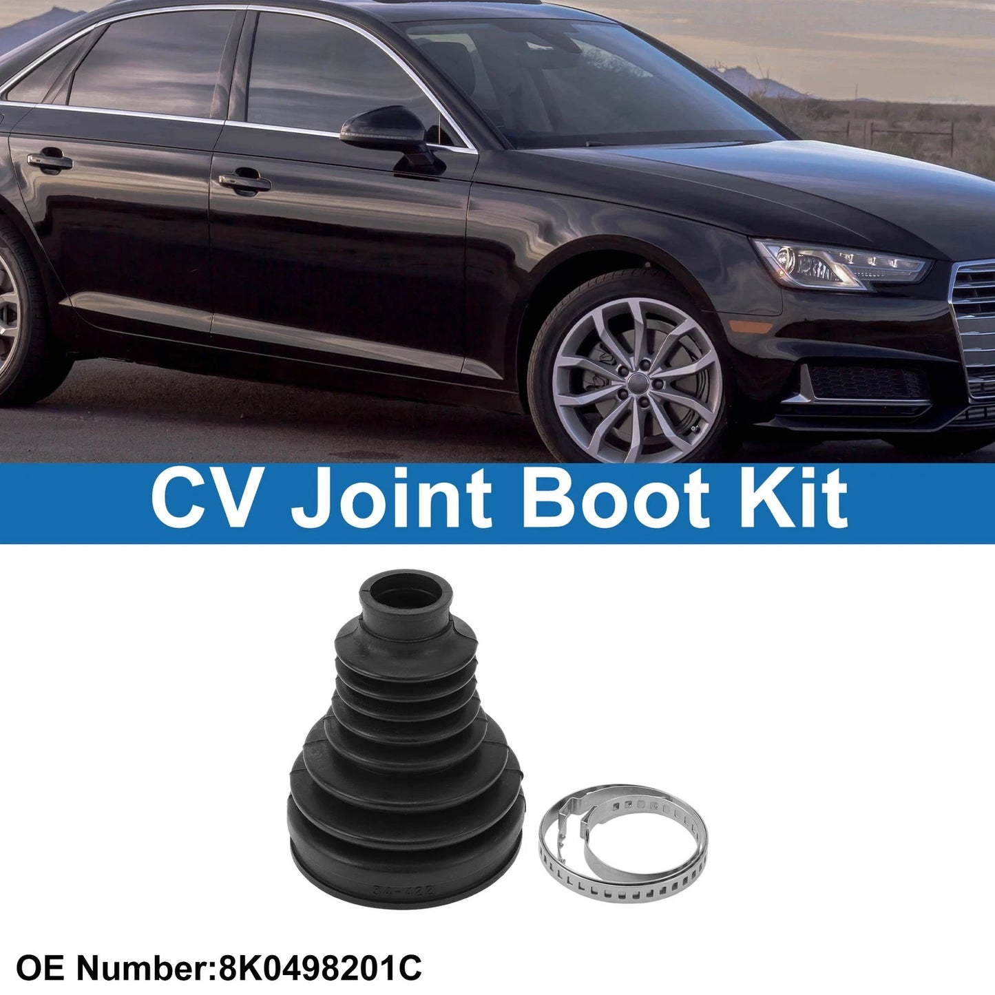 Inner CV Joint Boot Kit with Clamps for Audi A4 A5 (2009–2016) 8K0498201C