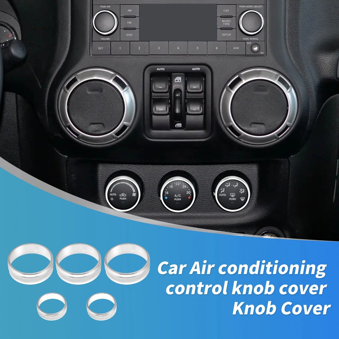 Control Switch Knob Cover Trim Ring for Jeep Wrangler JK JKU (2007–2018)