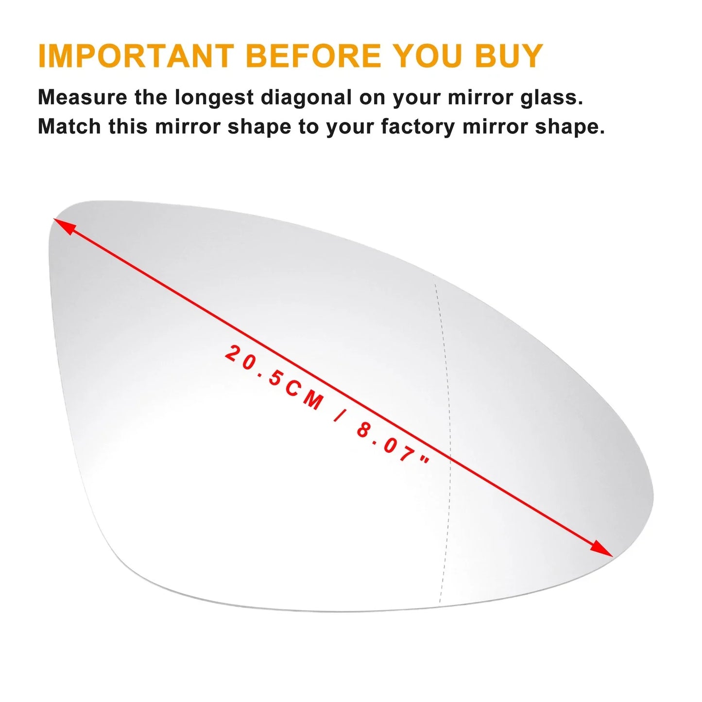 Right Side Heated White Mirror Glass for Porsche Cayman (2013-2020)