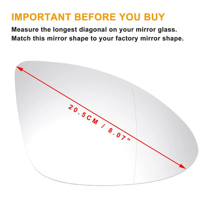 Right Side Heated White Mirror Glass for Porsche Cayman (2013-2020)