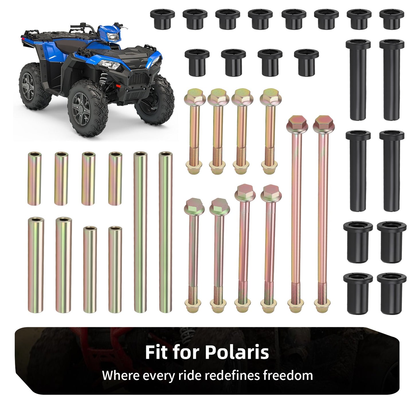2 Rear A-Arm Bushing Rebuild Kit for Polaris Sportsman 850 (2010–2019)