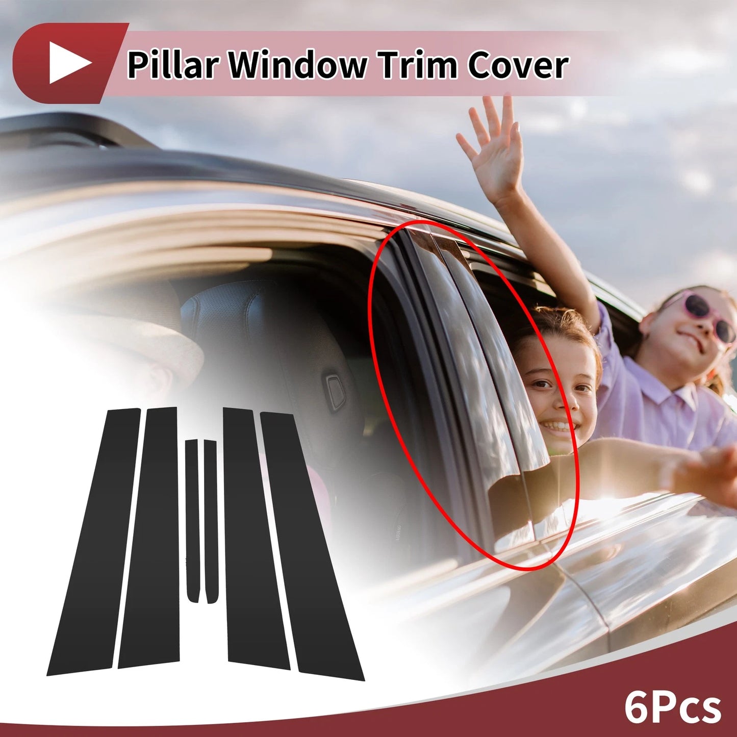 Door Pillar Window Trim for Hyundai Accent (2006–2010) Black