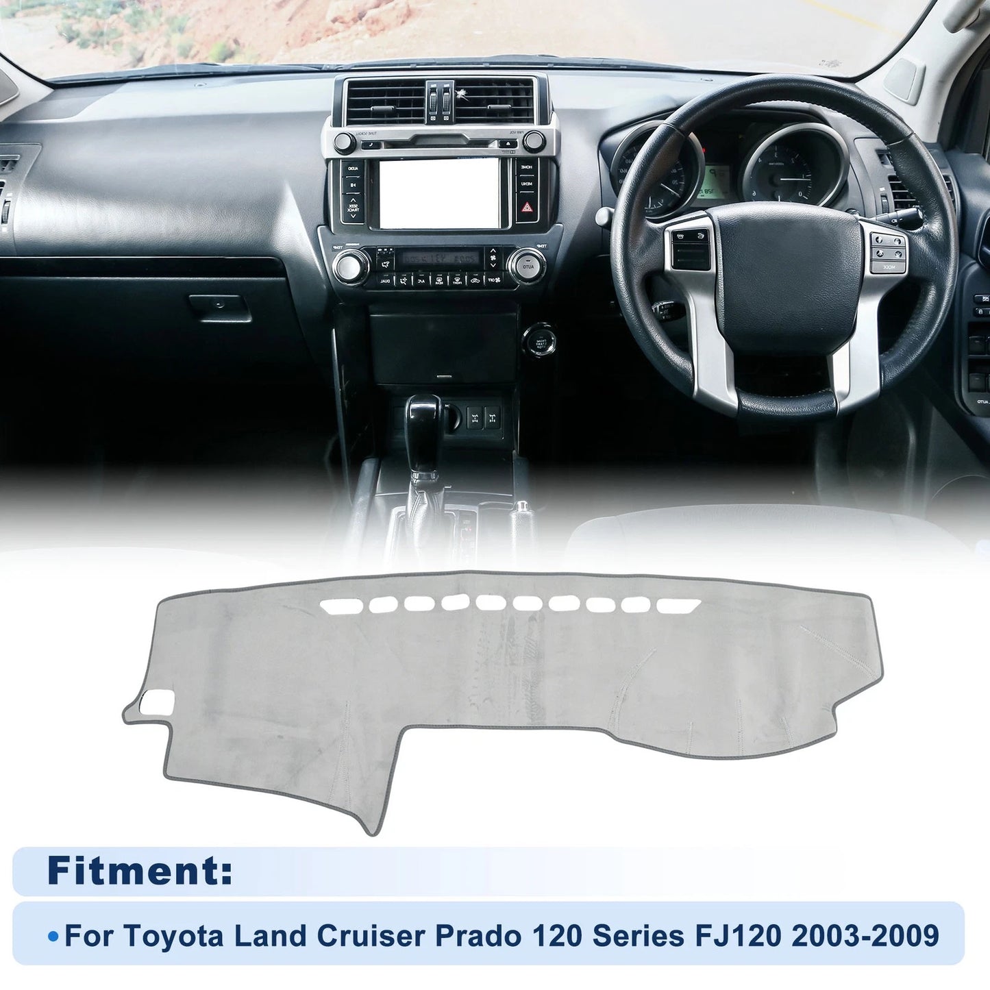 Dash Cover for Toyota Land Cruiser Prado 120 Series FJ120 (2003–2009) Gray Set of 1