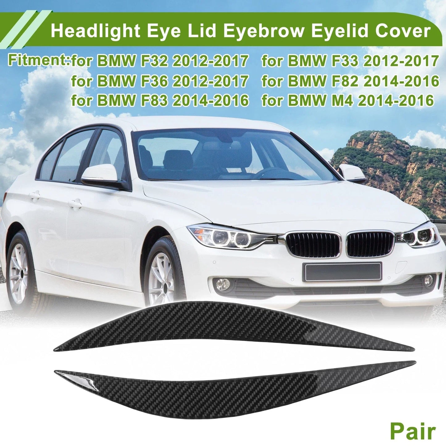 Carbon Fiber Headlight Eyebrow Cover for BMW F32 (2012 - 2017)