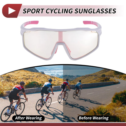 Motorcycle Riding Goggles with Light Pink Lens & White Pink Frame (PC UV400)
