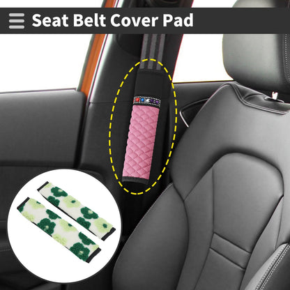 Set of 2 Green Seat Belt Cover Pads for Universal Fit (30cm)