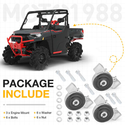 3 Pcs Engine Mount Isolator for Polaris Ranger RZR 570 900 1000 (2015–2023)
