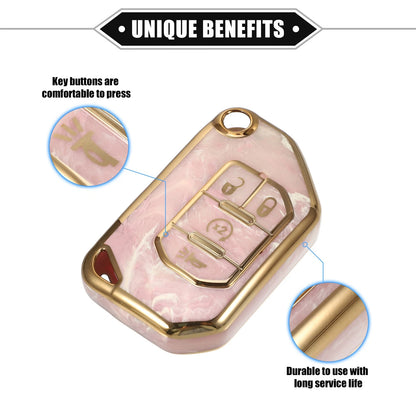 4 Button Remote Key Fob Cover Shell for Jeep Wrangler JL JLU (2018–2023) TPU Pink