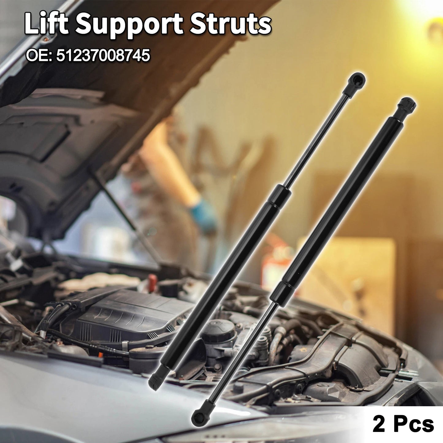 Set of 2 Front Hood Lift Supports Struts No. 51237008745 for BMW 525i/530i (2004–2007)