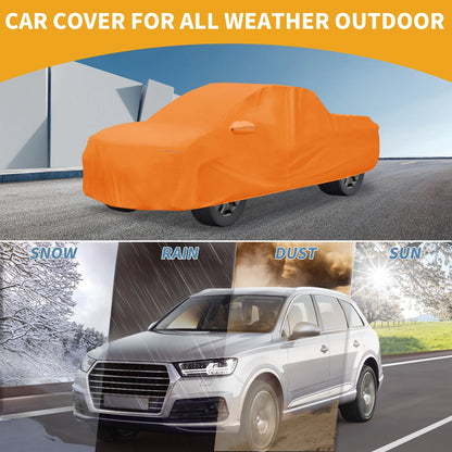 Waterproof Car Cover for Chevy Silverado (All Weather, Orange, Zipper)
