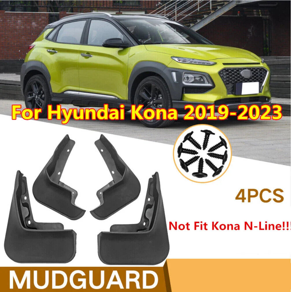 4 x Car Mud Flaps Splash Guards Mudguard for Hyundai Kona ENCINO (2019–2023)