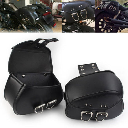 Black PU Leather Saddle Bags Side Luggage for Harley Sportster Dyna