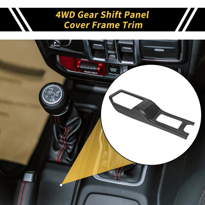 4WD Gear Shift Panel Cover Frame for Jeep Wrangler JL JLU (2018–2023) Carbon Fiber Black