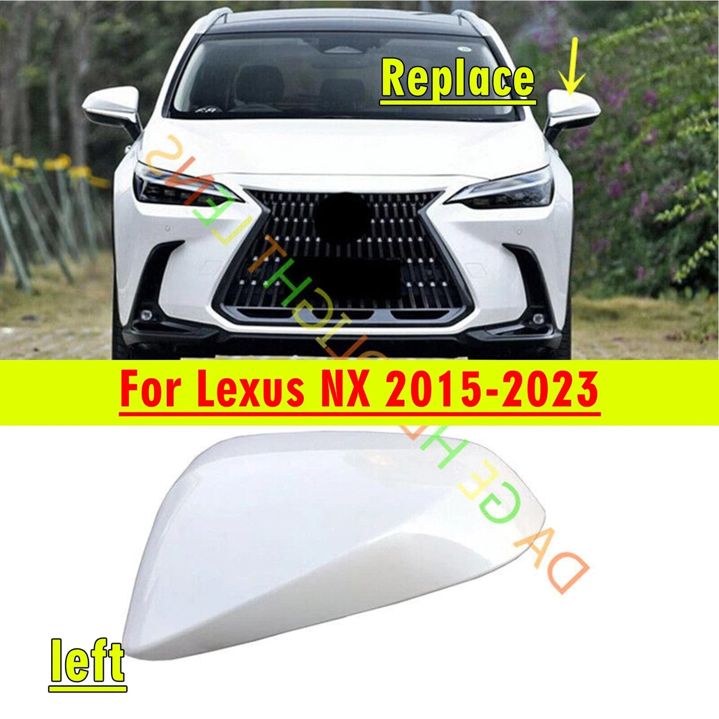 Gloss White Left Side Rearview Mirror Cover for Lexus NX (2015–2023)