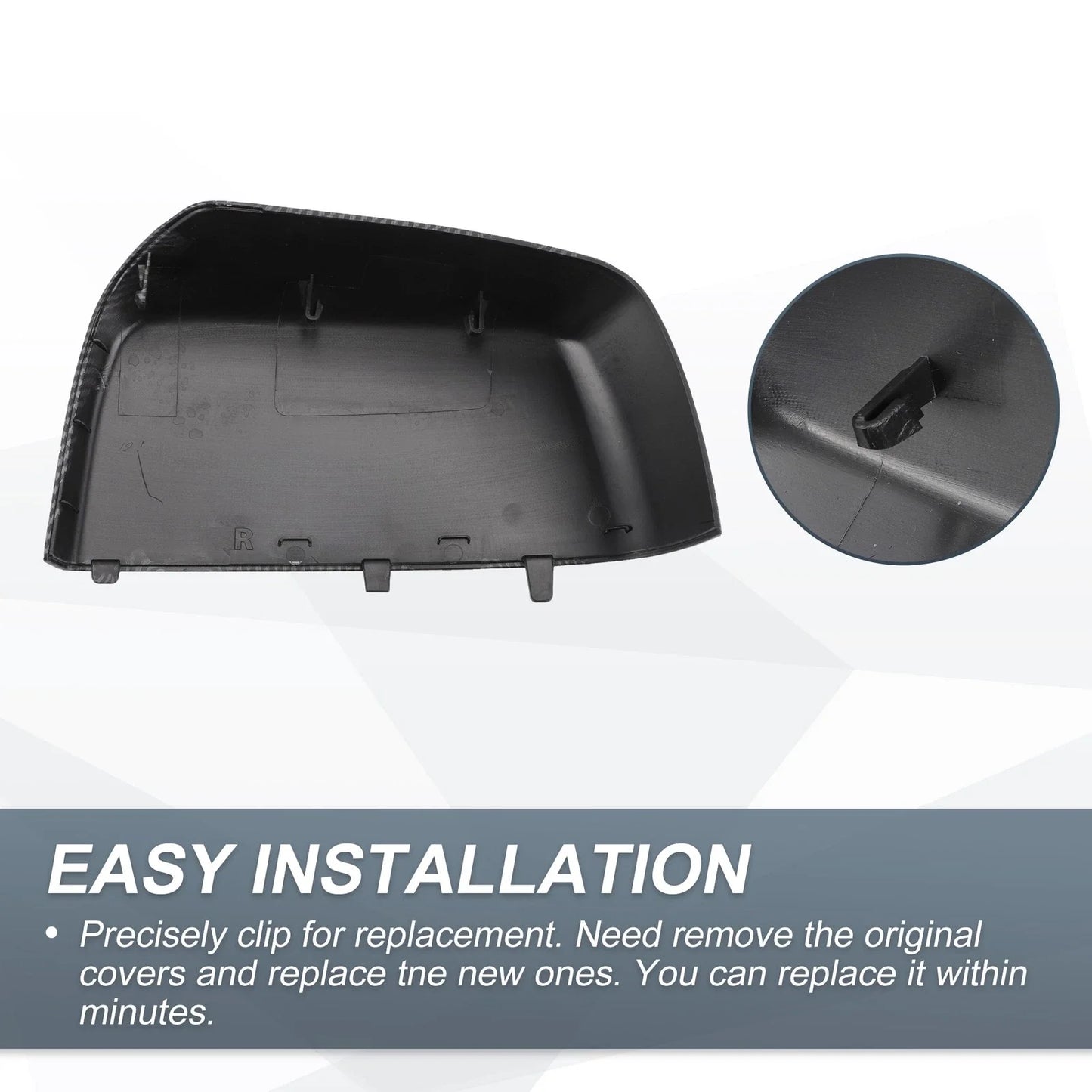Rearview Mirror Cover Caps Set 2 x Black Carbon Fiber for Chevrolet Colorado GMC