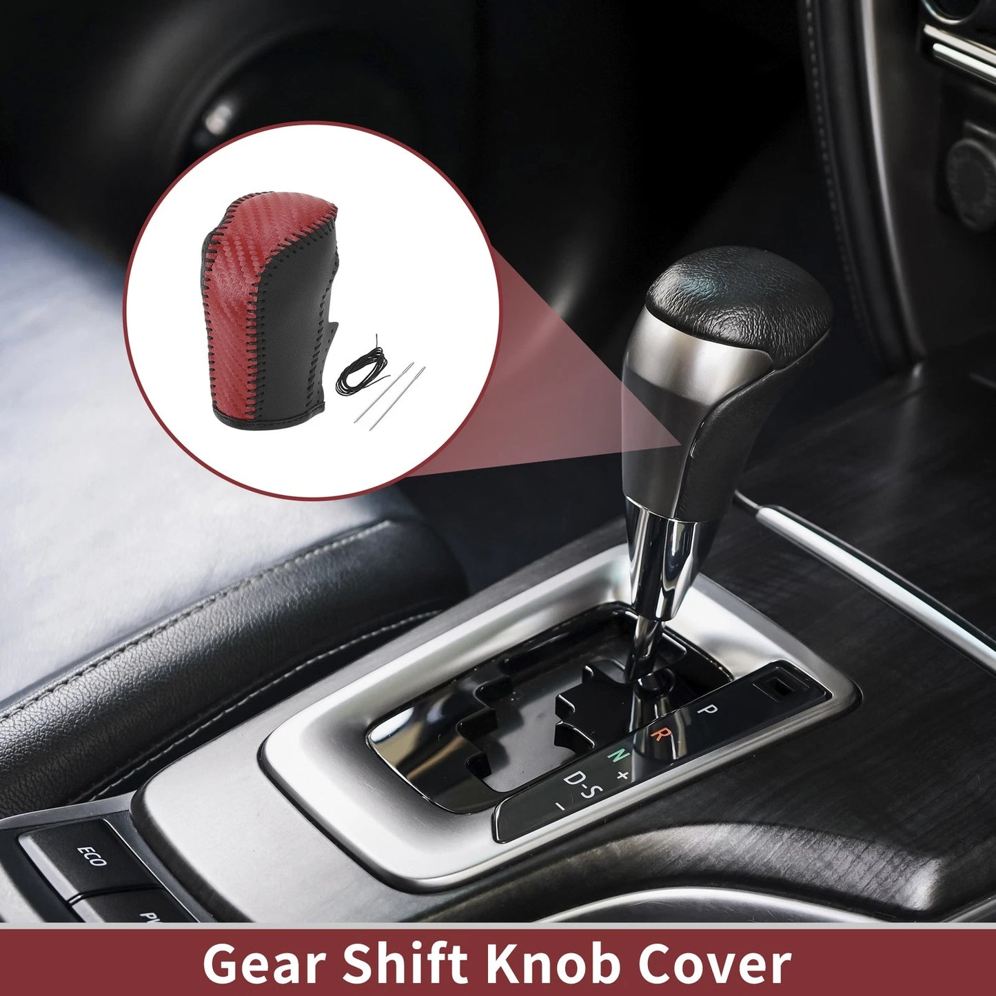 1 Pc Gear Shift Knob Cover for Honda Fit (2021–2023) Red Faux Leather