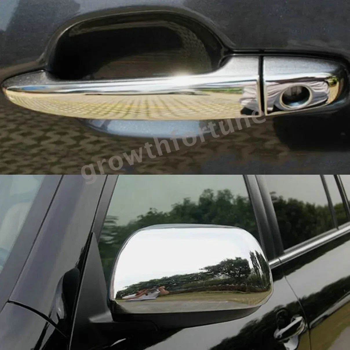 10Pcs/Set Chrome Mirror+Door Handle Lid Cover Trim for Toyota Sienna (2011-2020)