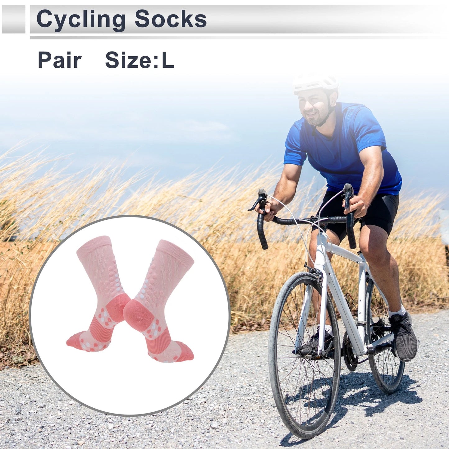Cycling Socks Anti-Friction Size L Mid-Cut Pink