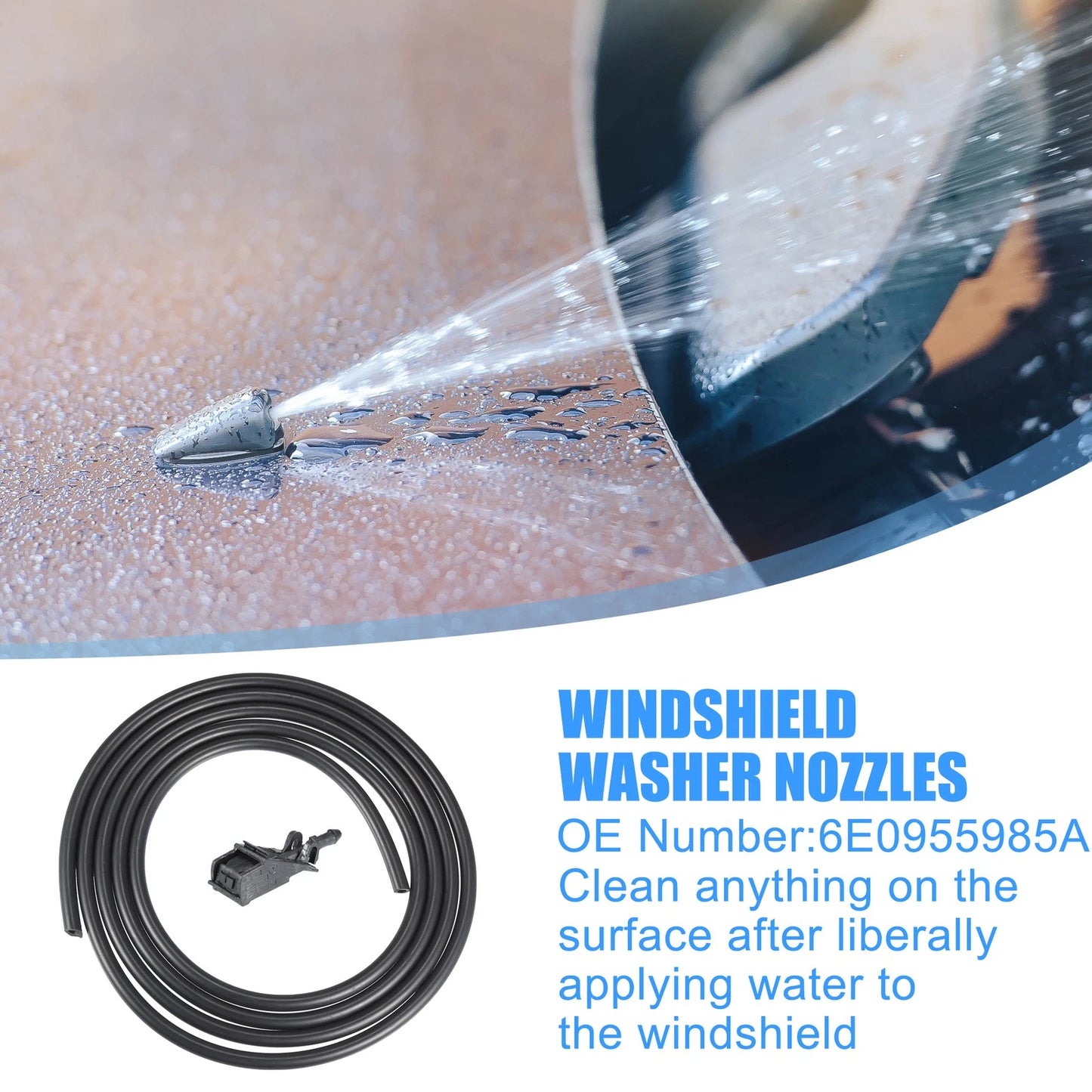 Set of 1 Windshield Washer Nozzle with 2m Hose for VW Jetta (No. 6E0955985A)