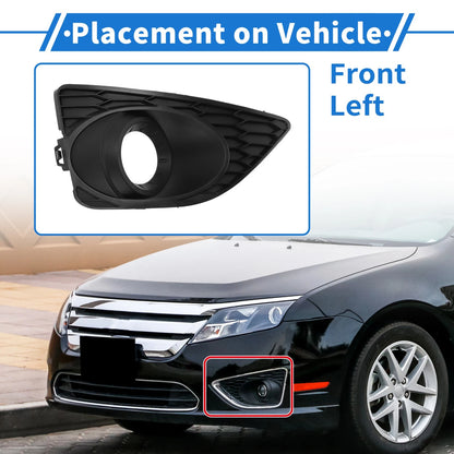 Front Left Fog Light Grill No. 615343548623 for Ford Fusion (2010–2012) Black ABS