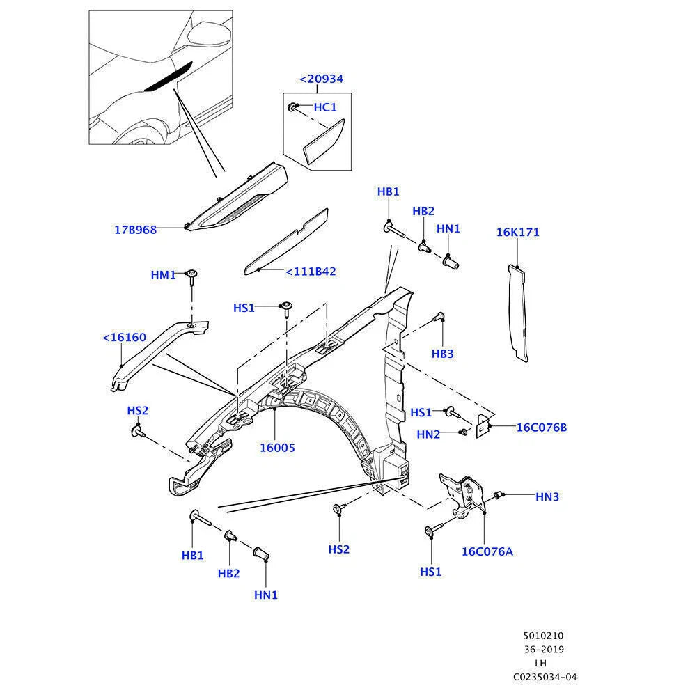 ABS Silver Front Door Upper Trim for Land Rover Range Rover Evoque (12-19)