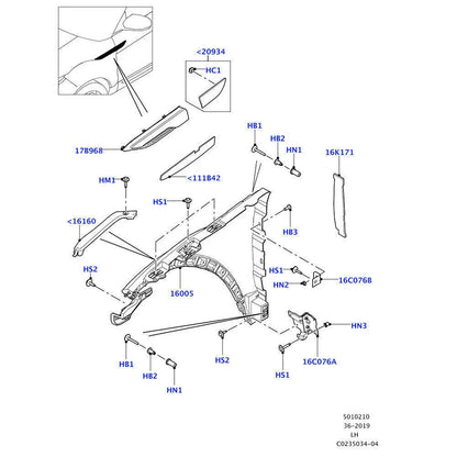 ABS Silver Front Door Upper Trim for Land Rover Range Rover Evoque (12-19)