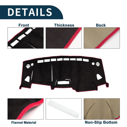 Dashboard Cover Mat for Suzuki Solio MA15S (2011–2015) Black Red Set of 1