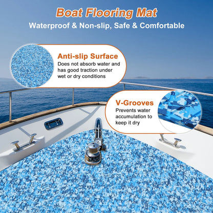 Self-Adhesive Boat Flooring Strip 96" L x 38" W EVA Camo Blue