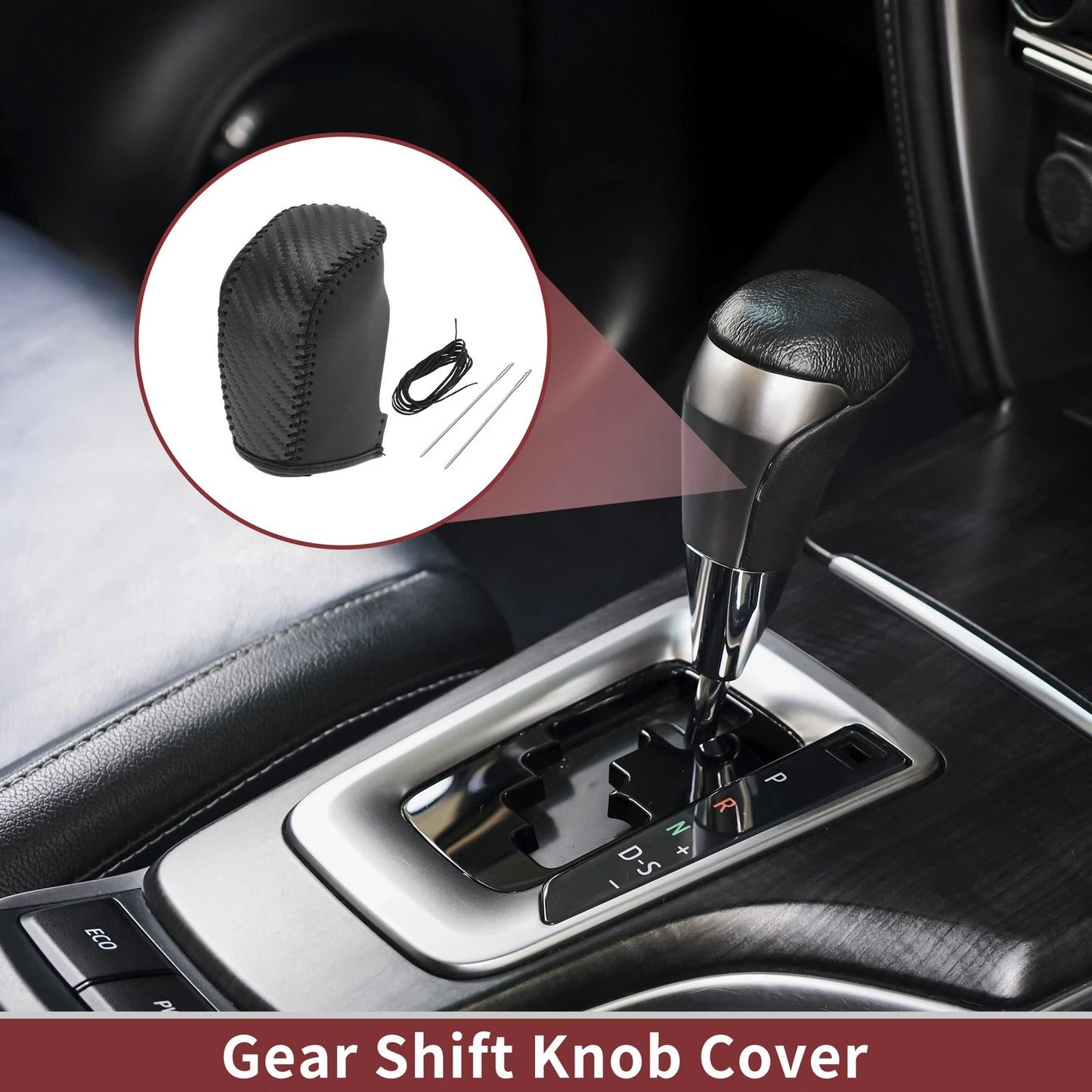 1 Pc Gear Shift Knob Cover for Hyundai Sonata (2011–2014) Black Faux Leather