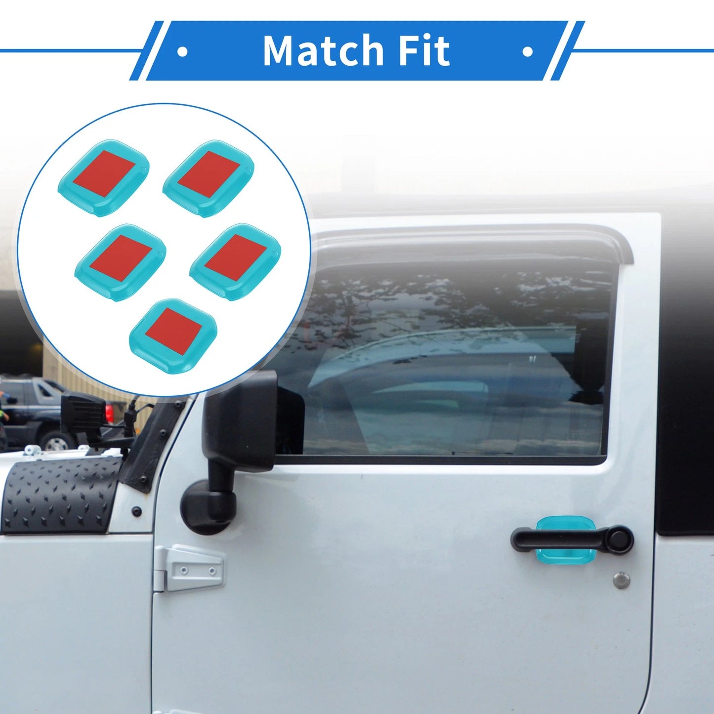 5 Pcs Door Bowl Cover Trim for Jeep Wrangler JL (2018–2022) ABS Light Blue