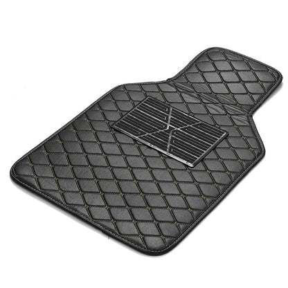 4 x Car Floor Mats Waterproof PU Leather Black & Beige